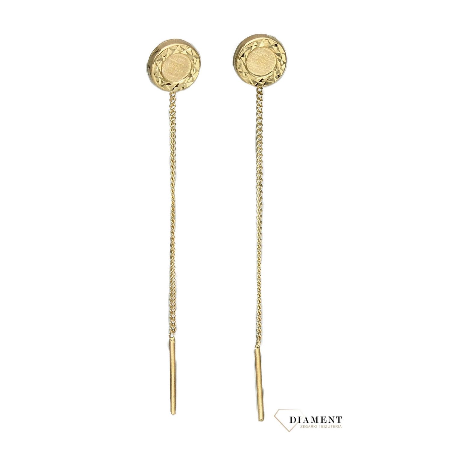 Kolczyki złote 585 przeciągane kółeczka z grawerem KL 9595.jpg